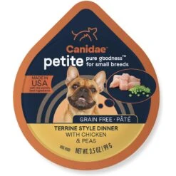 CANIDAE PURE Petite All Stages Small Breed Terrine Style Dinner With Chicken & Peas Wet Dog Food Trays, 3.5-oz, Case Of 12 & CANIDAE PURE Petite All Stages Small Breed Escalloped Style Dinner With Salmon & Shrimp Wet Dog Food Trays, 3.5-oz, Case Of 12 -Blue Buffalo || ROYAL CANIN || Wellness Sales 632486 PT1. AC SS1800 V1663605413