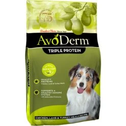 AvoDerm Natural Triple Protein Chicken, Lamb & Turkey Meals Recipe All Life Stages Dry Dog Food
