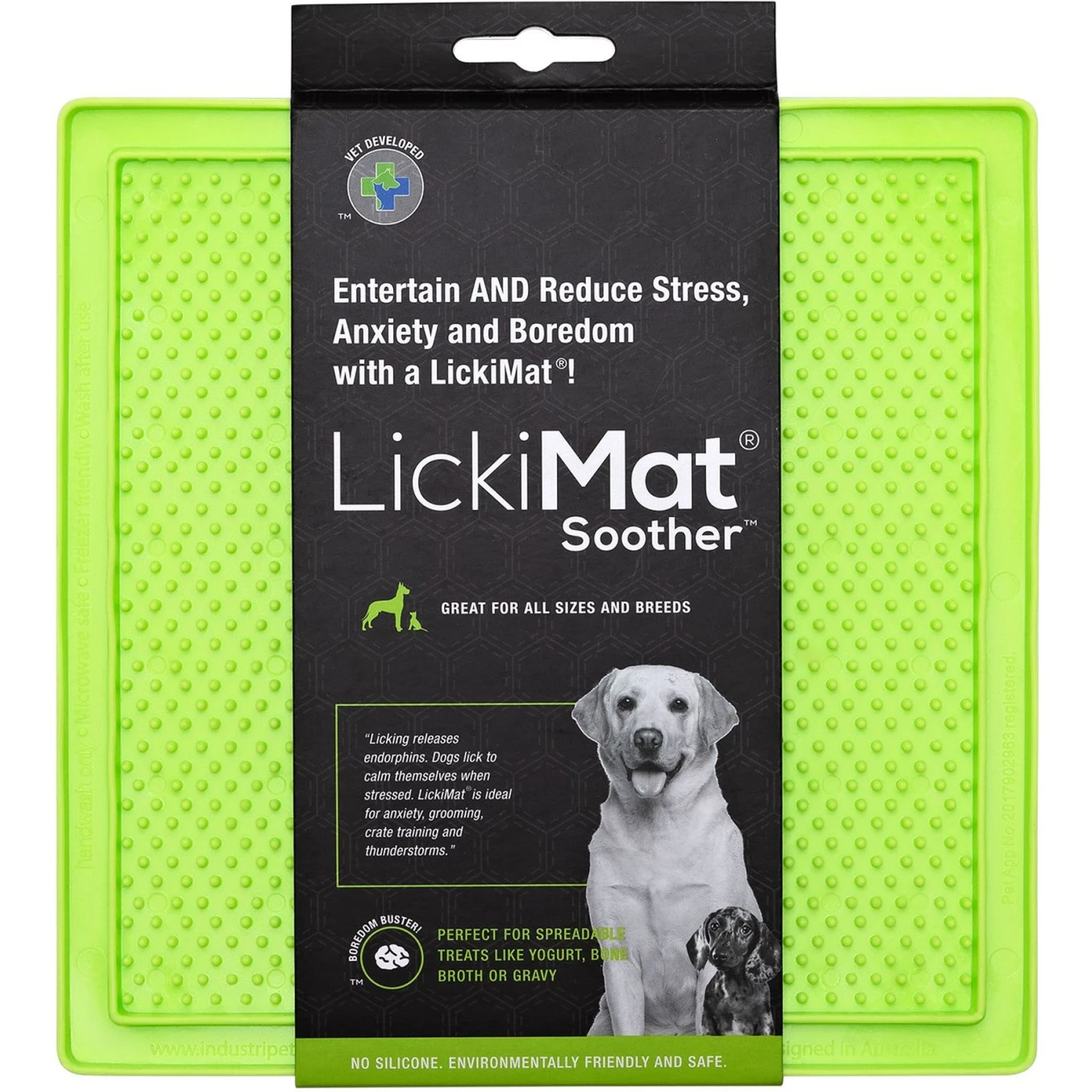 LickiMat Classic Soother Slow Feeder Dog Lick Mat, Green 3 LickiMat Classic Soother Slow Feeder Dog Lick Mat, Green