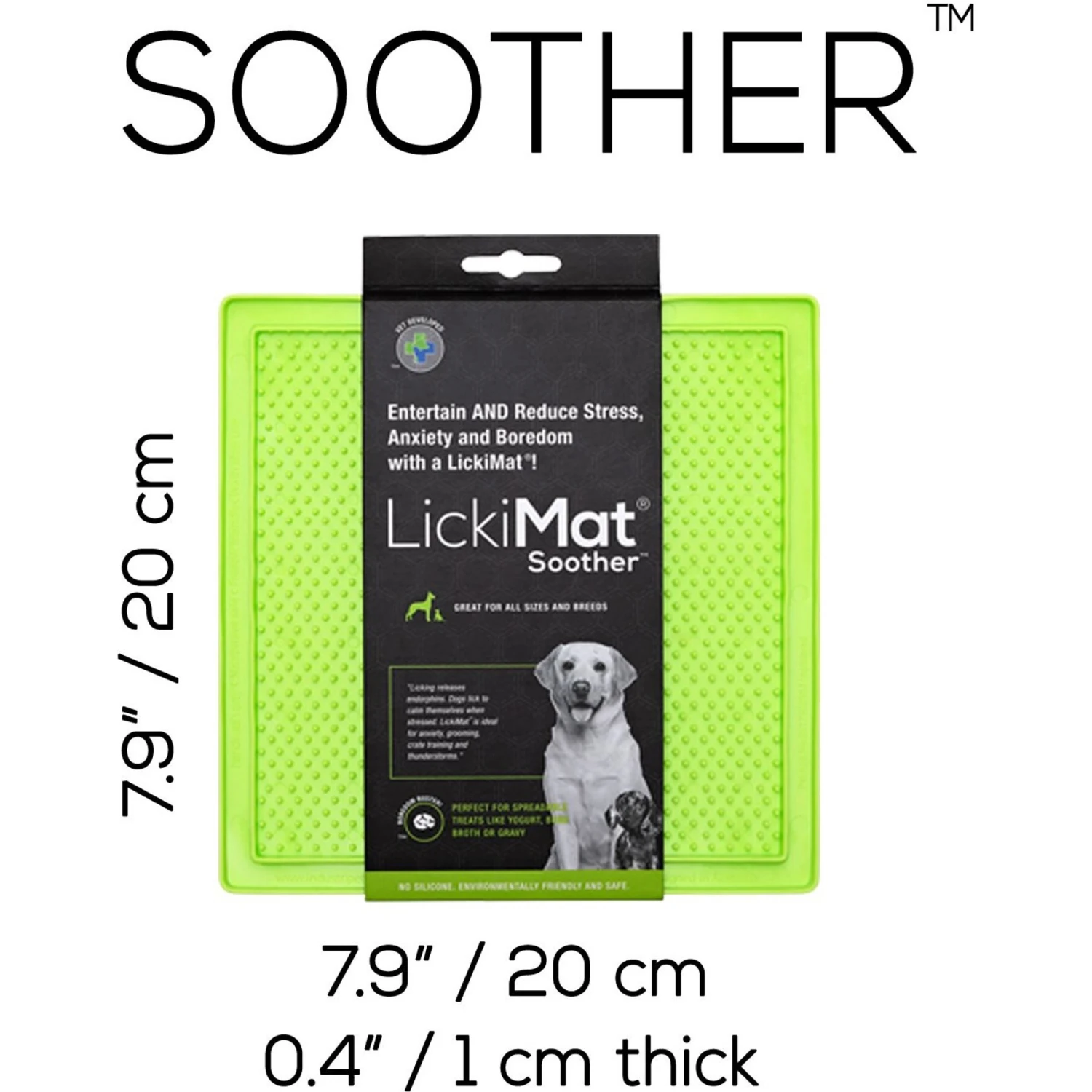LickiMat Classic Soother Slow Feeder Dog Lick Mat, Green 6 LickiMat Classic Soother Slow Feeder Dog Lick Mat, Green - Image 4