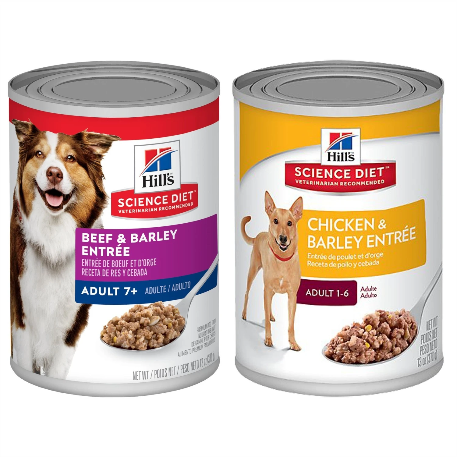 Hill's Science Diet Adult Chicken & Barley Entree Canned Dog Food & Hill's Science Diet Adult 7+ Beef & Barley Entree Canned Dog Food 3 Hill's Science Diet Adult Chicken & Barley Entree Canned Dog Food & Hill's Science Diet Adult 7+ Beef & Barley Entree Canned Dog Food