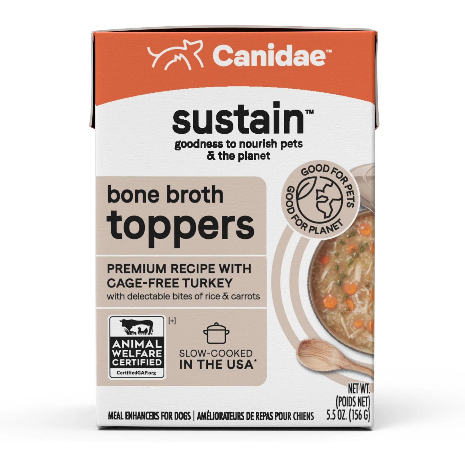 CANIDAE Sustain Bone Broth Toppers Premium Recipe With Cage-Free Turkey Dog Food Topper, 5.5-oz, Case Of 12 3 CANIDAE Sustain Bone Broth Toppers Premium Recipe With Cage-Free Turkey Dog Food Topper, 5.5-oz, Case Of 12