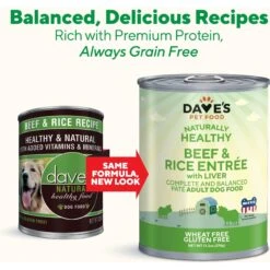 Dave's Pet Food Naturally Healthy Beef & Rice Recipe Canned Dog Food 8 Dave's Pet Food Naturally Healthy Beef & Rice Recipe Canned Dog Food -Blue Buffalo || ROYAL CANIN || Wellness Sales 66588 PT1. AC SS1800 V1466604420