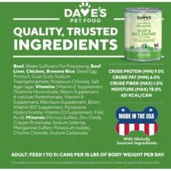 Dave's Pet Food Naturally Healthy Beef & Rice Recipe Canned Dog Food 9 Dave's Pet Food Naturally Healthy Beef & Rice Recipe Canned Dog Food -Blue Buffalo || ROYAL CANIN || Wellness Sales 66588 PT5. AC SS1800 V1516739743