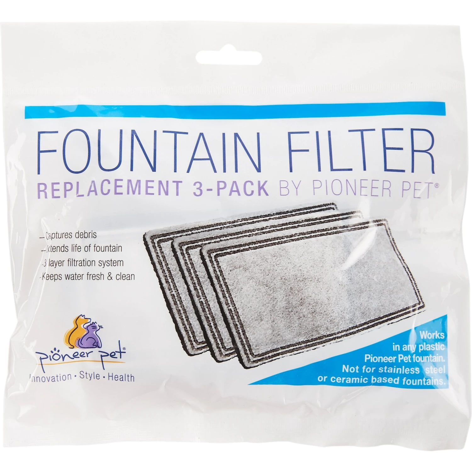 Pioneer Pet Replacement Filters For Plastic Raindrop & Fung Shui Fountains 3 Pioneer Pet Replacement Filters For Plastic Raindrop & Fung Shui Fountains