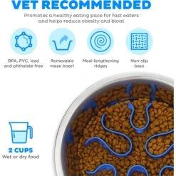 Outward Hound Stainless Steel Fun Slow Feeder Dog Bowl -Blue Buffalo || ROYAL CANIN || Wellness Sales 684942 PT4. AC SS1800 V1694286651