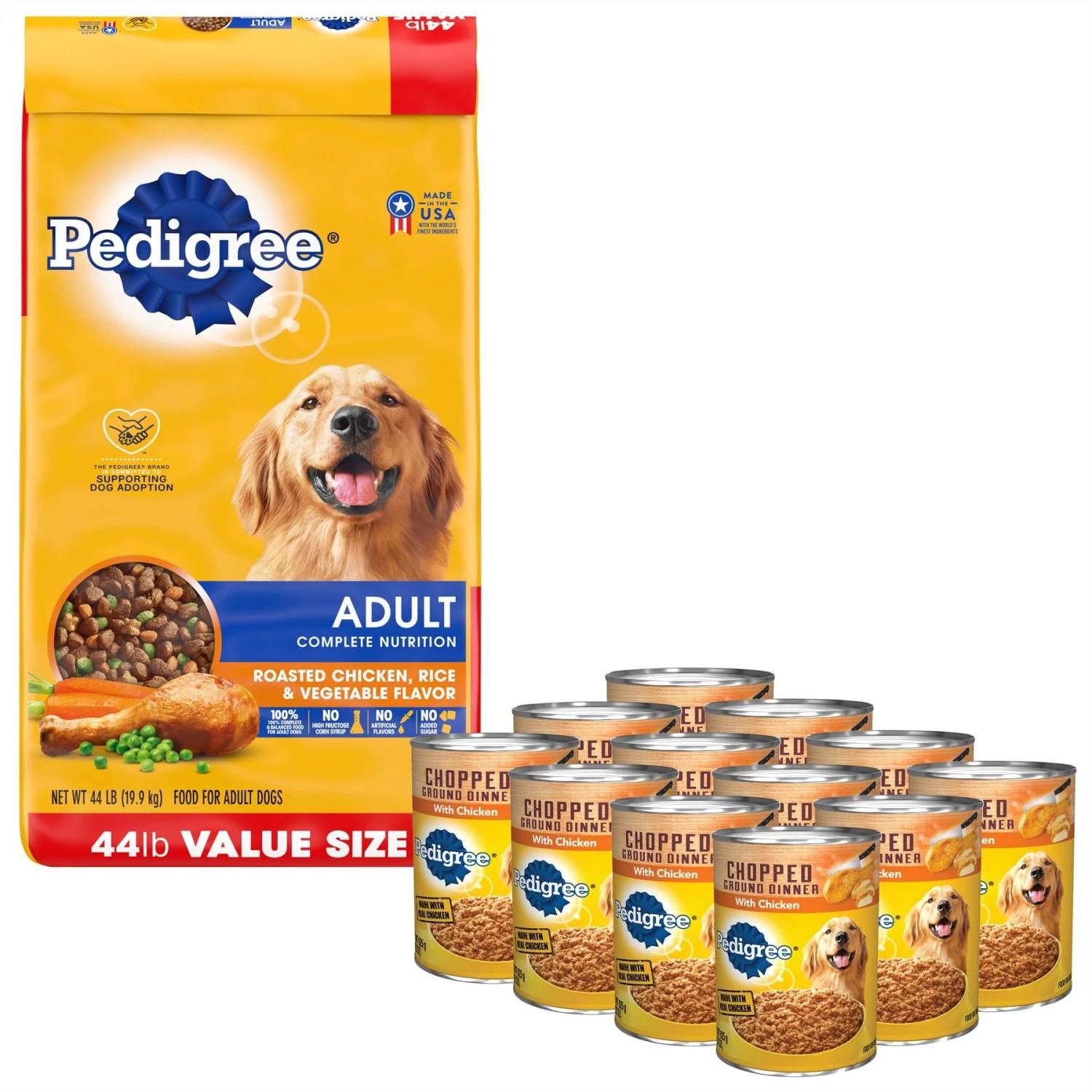 Pedigree Chopped Ground Dinner With Chicken Adult Canned Wet Dog Food & Pedigree Complete Nutrition Roasted Chicken, Rice & Vegetable Flavor Dog Kibble Adult Dry Dog Food 3 Pedigree Chopped Ground Dinner With Chicken Adult Canned Wet Dog Food & Pedigree Complete Nutrition Roasted Chicken, Rice & Vegetable Flavor Dog Kibble Adult Dry Dog Food