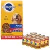 Pedigree Chopped Ground Dinner With Beef Adult Canned Wet Dog Food & Pedigree Complete Nutrition Grilled Steak & Vegetable Flavor Dog Kibble Adult Dry Dog Food