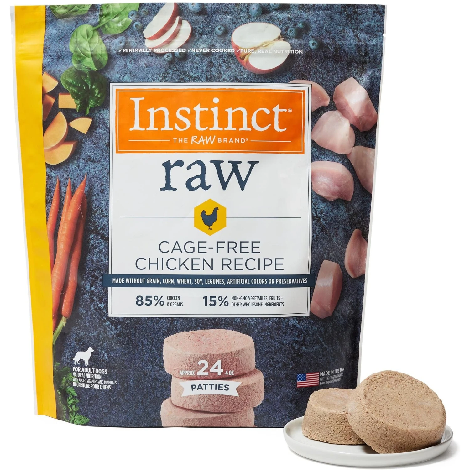 Instinct Frozen Raw Patties Grain-Free Cage-Free Chicken Recipe Dog Food 3 Instinct Frozen Raw Patties Grain-Free Cage-Free Chicken Recipe Dog Food