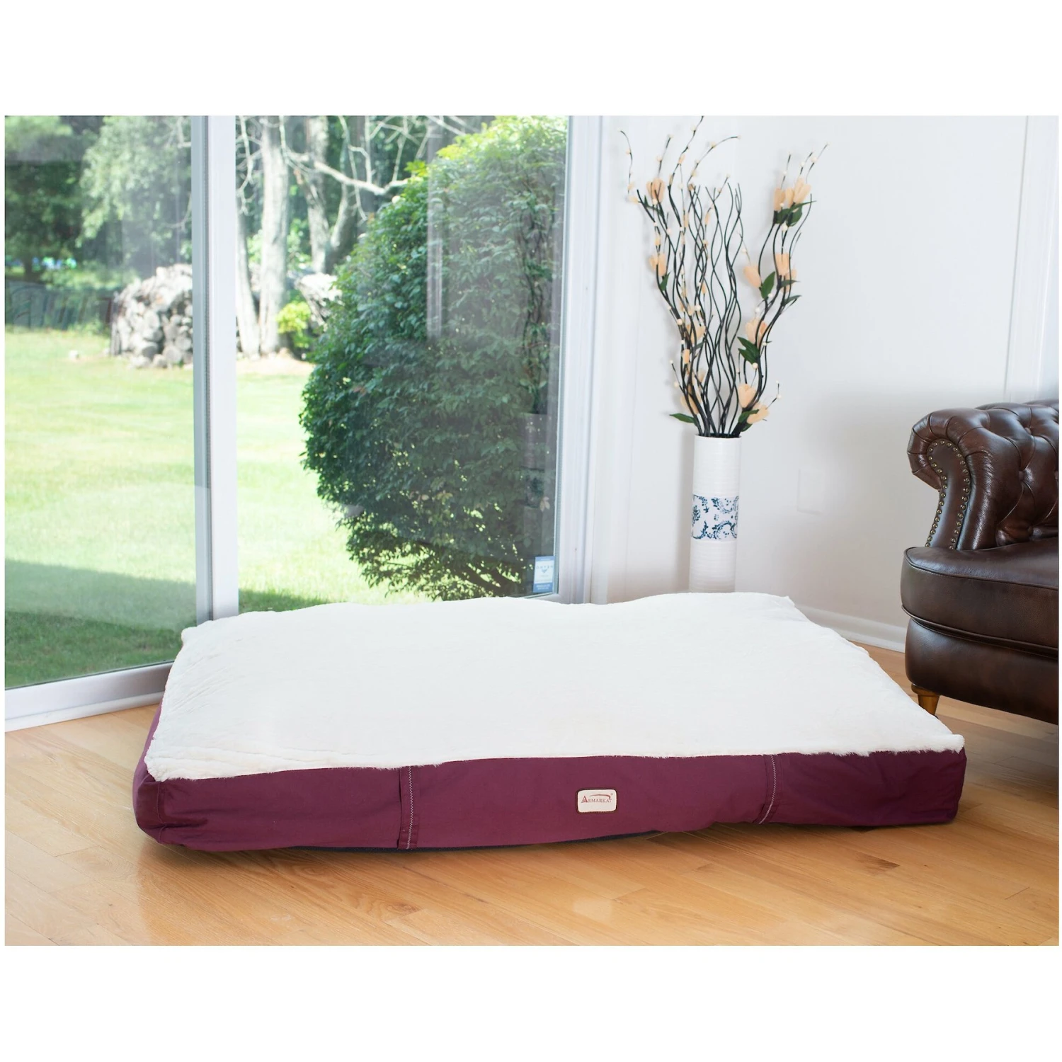 Armarkat Dog Pillow Bed With Removable Cover, Burgundy/Ivory 3 Armarkat Dog Pillow Bed With Removable Cover, Burgundy/Ivory