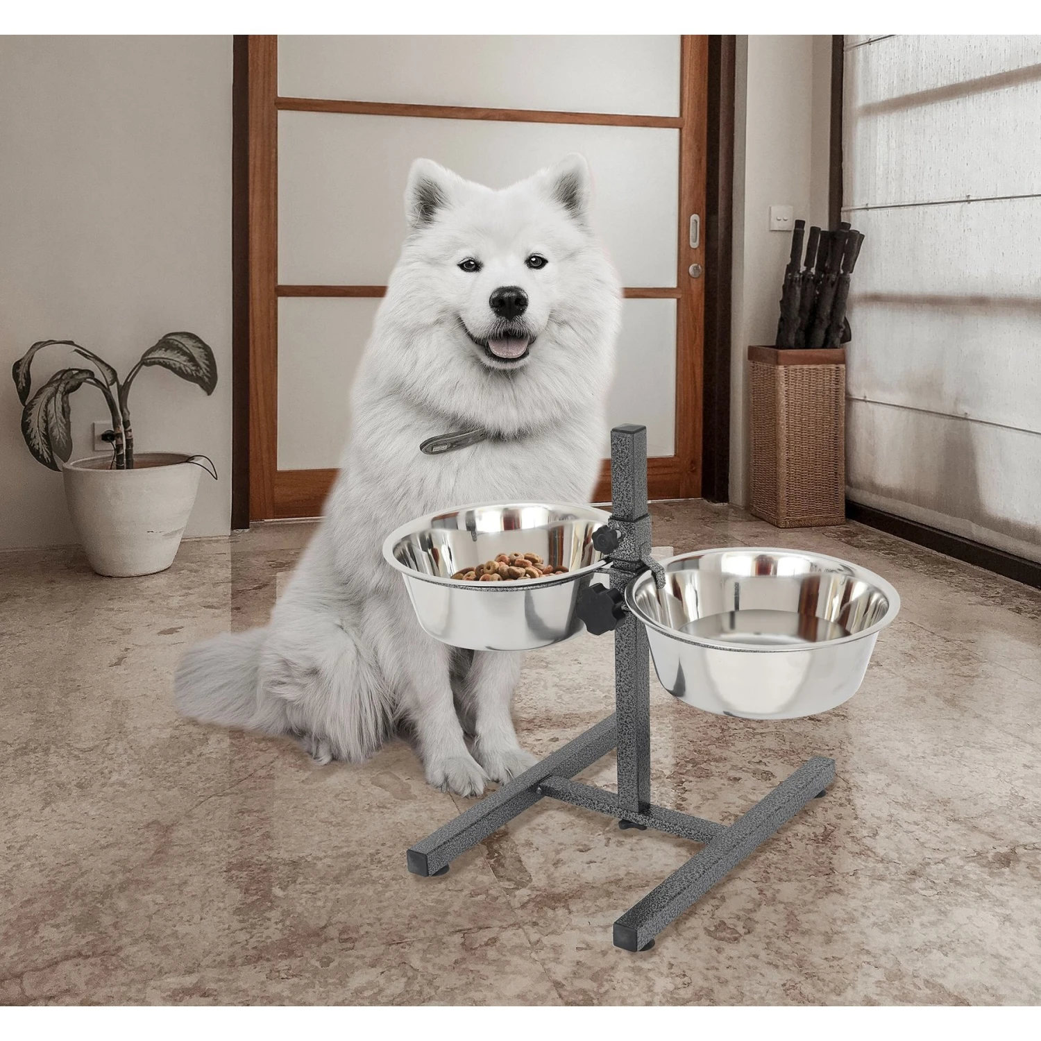 Iconic Pet Adjustable Stainless Steel Elevated Dog Bowl, H Design 9 Iconic Pet Adjustable Stainless Steel Elevated Dog Bowl, H Design - Image 7