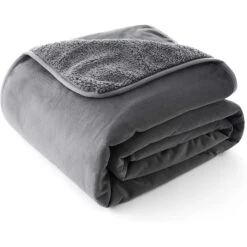 Allisandro Extra Soft Micro Fleece With Sherpa Triple Layer Tech Waterproof Cat & Dog Blanket, Dark Grey