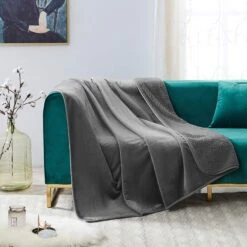 Allisandro Extra Soft Micro Fleece With Sherpa Triple Layer Tech Waterproof Cat & Dog Blanket, Dark Grey -Blue Buffalo || ROYAL CANIN || Wellness Sales 703486 PT4. AC SS1800 V1668186819