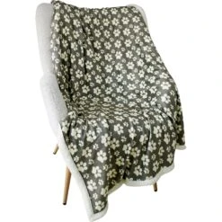 HappyCare Textiles Ultra Soft Cozy Flannel Paw Print Sherpa Cat & Dog Blanket, 50x60-in -Blue Buffalo || ROYAL CANIN || Wellness Sales 715070 PT2. AC SS1800 V1669413262