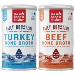 The Honest Kitchen Daily Boosters Beef Bone Broth With Turmeric For Dogs & The Honest Kitchen Daily Boosters Turkey Bone Broth With Turmeric For Dogs