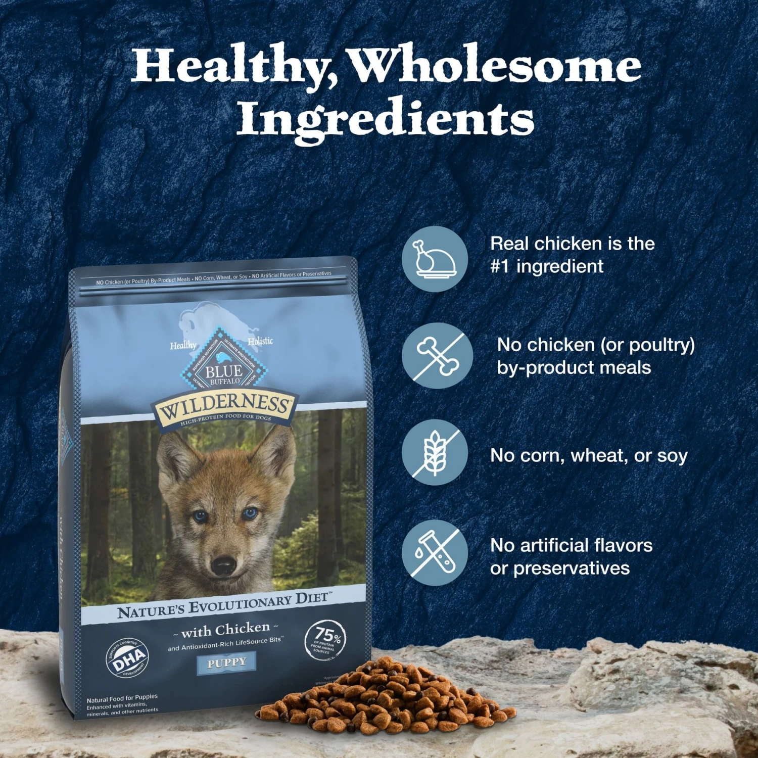 Blue Buffalo Wilderness Puppy High Protein Natural Chicken & Wholesome Grains Dry Dog Food 8 Blue Buffalo Wilderness Puppy High Protein Natural Chicken & Wholesome Grains Dry Dog Food - Image 6