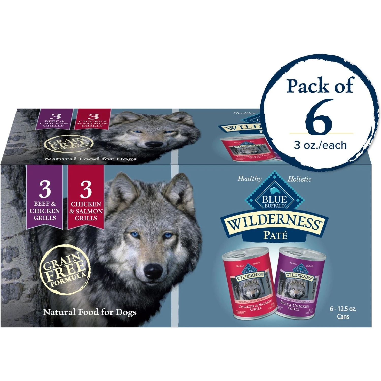 Blue Buffalo Wilderness Beef & Salmon Variety Pack Wet Dog Food 3 Blue Buffalo Wilderness Beef & Salmon Variety Pack Wet Dog Food