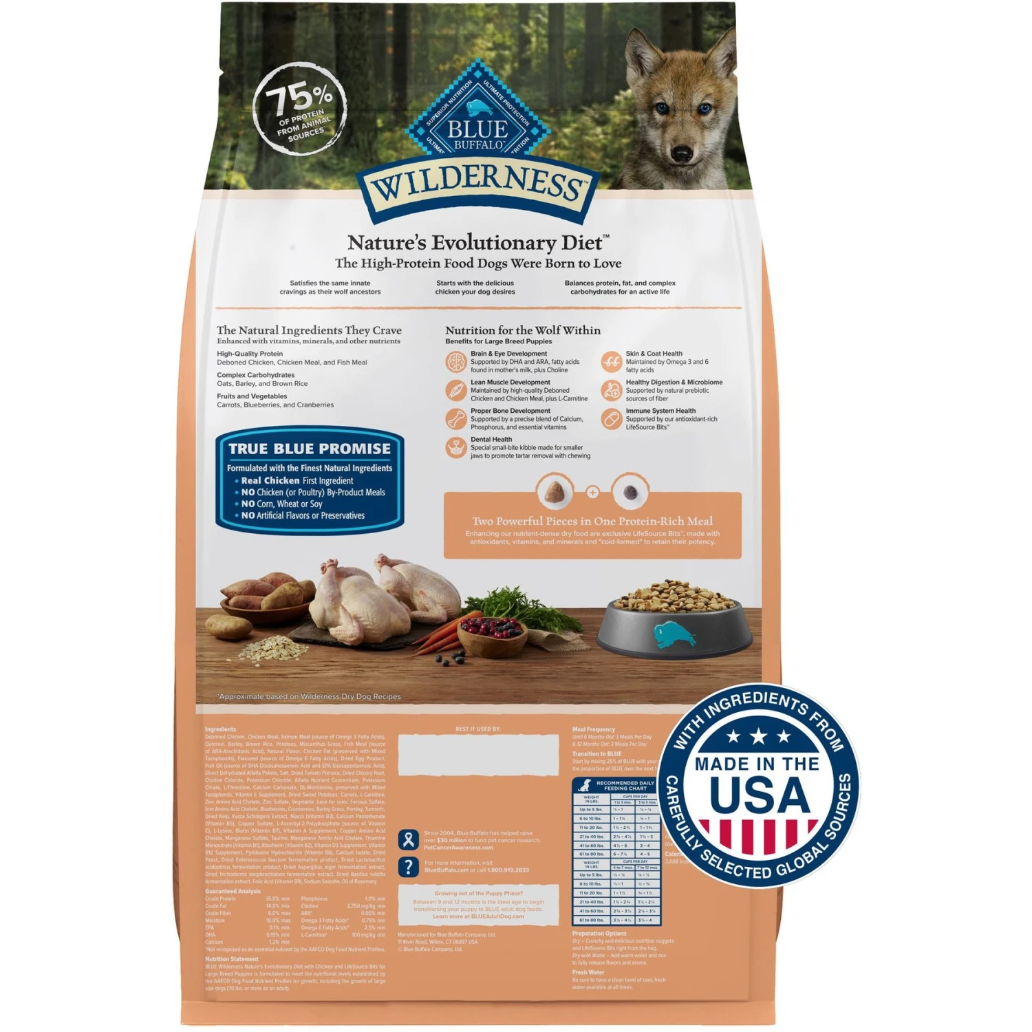 Blue Buffalo Wilderness Large Breed Puppy High Protein Natural Chicken & Wholesome Grains Dry Dog Food, 28-lb Bag 4 Blue Buffalo Wilderness Large Breed Puppy High Protein Natural Chicken & Wholesome Grains Dry Dog Food, 28-lb Bag - Image 2