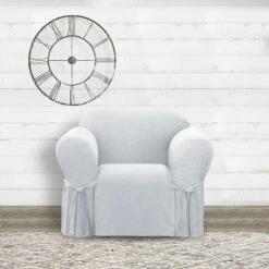 Sure Fit Farmhouse Armchair Basketweave One Piece Slipcover With Ties Dog & Cat Cover -Blue Buffalo || ROYAL CANIN || Wellness Sales 739214 PT1. AC SS1800 V1676913889