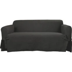 Sure Fit Farmhouse Loveseat Basketweave One Piece Slipcover With Ties Dog & Cat Cover