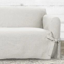 Sure Fit Farmhouse Basketweave One Piece Slipcover With Ties & Cinched Seat Elastic Dog & Cat Cover -Blue Buffalo || ROYAL CANIN || Wellness Sales 739270 PT2. AC SS1800 V1676913834