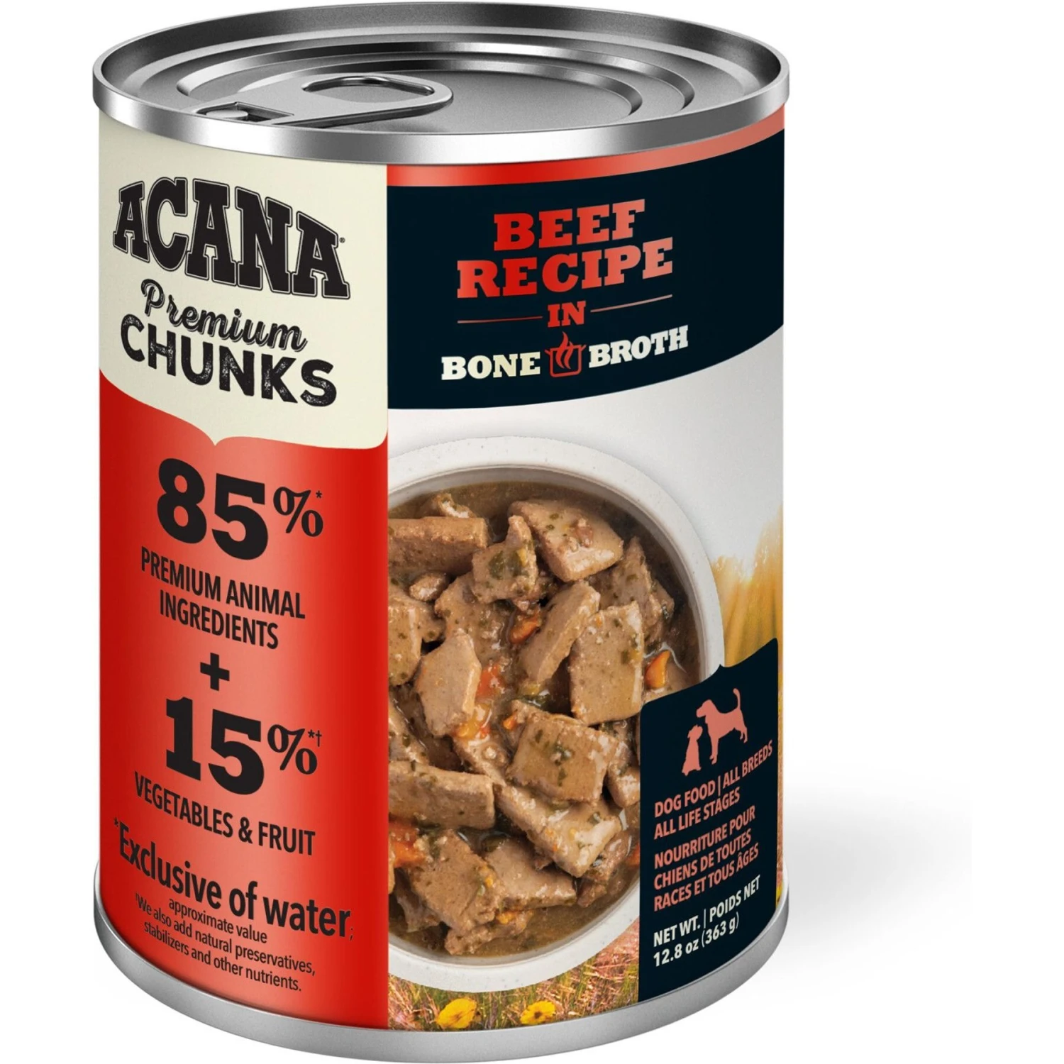 ACANA Premium Chunks Beef Recipe In Bone Broth Grain-Free Wet Dog Food, 12.8-oz Can, Case Of 12 4 ACANA Premium Chunks Beef Recipe In Bone Broth Grain-Free Wet Dog Food, 12.8-oz Can, Case Of 12 - Image 2