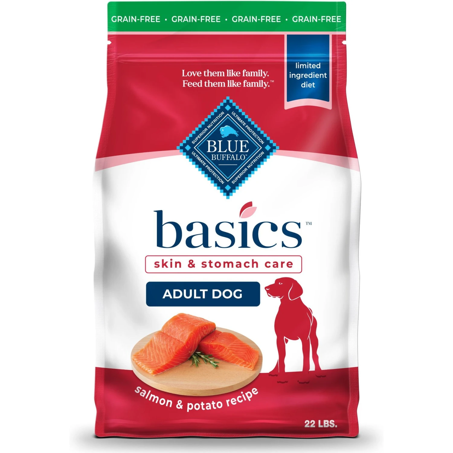 Blue Buffalo Basics Skin & Stomach Care Grain-Free Formula Salmon & Potato Recipe Adult Dry Dog Food 3 Blue Buffalo Basics Skin & Stomach Care Grain-Free Formula Salmon & Potato Recipe Adult Dry Dog Food