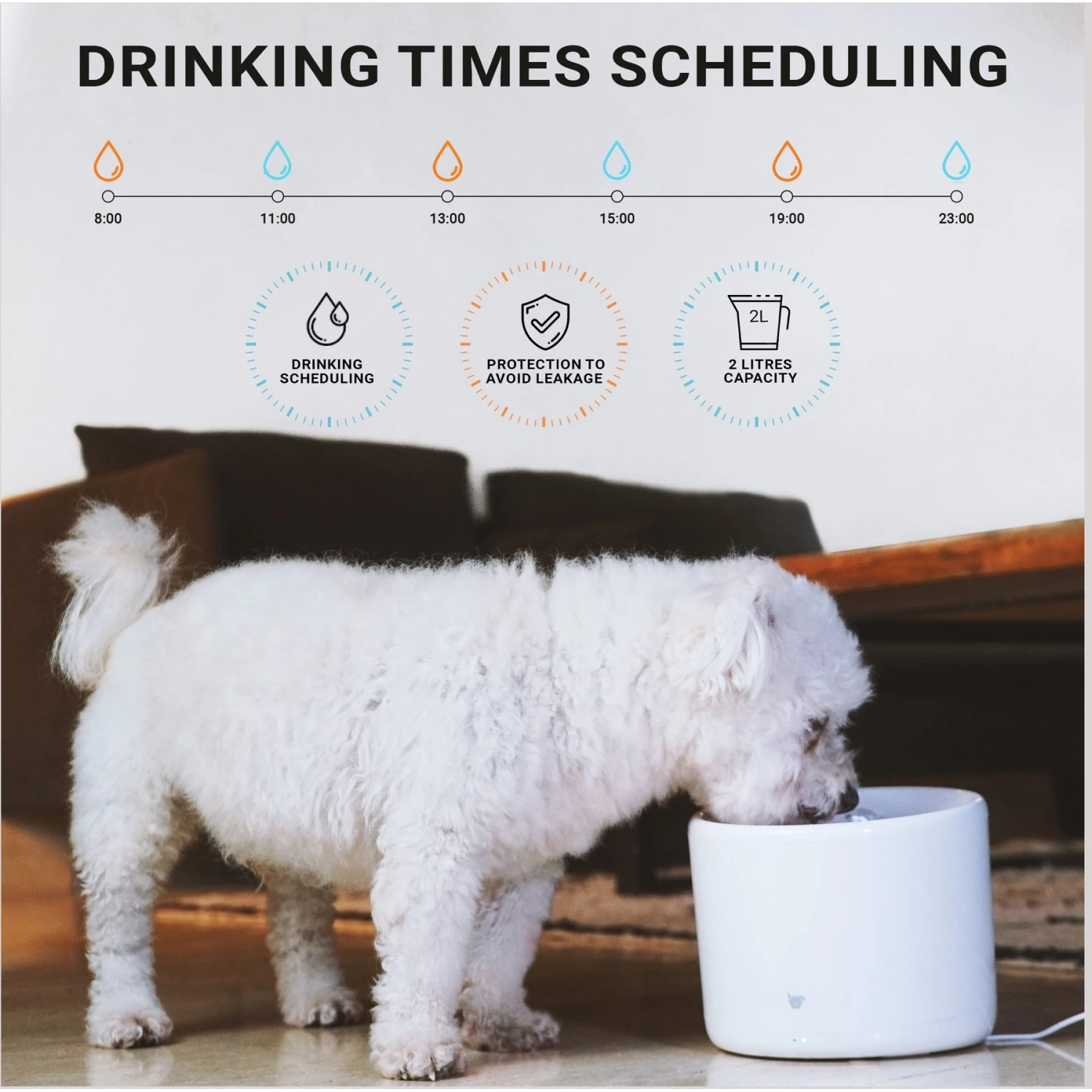 INSTACHEW Purrflow Smart Dog & Cat Water Fountain, White, 2-L 4 INSTACHEW Purrflow Smart Dog & Cat Water Fountain, White, 2-L - Image 2