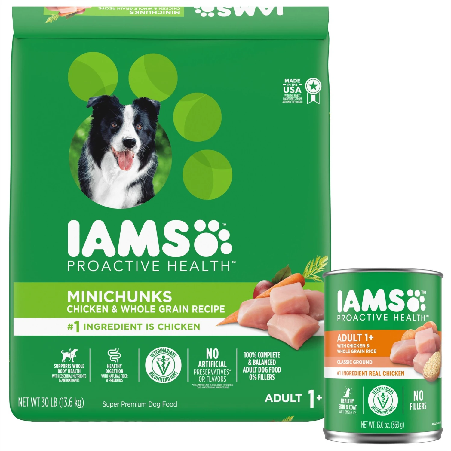 Iams ProActive Health Classic Ground With Chicken & Whole Grain Rice Adult Wet Dog Food & Iams Proactive Health MiniChunks Small Kibble Adult Chicken & Whole Grain Dry Dog Food 3 Iams ProActive Health Classic Ground With Chicken & Whole Grain Rice Adult Wet Dog Food & Iams Proactive Health MiniChunks Small Kibble Adult Chicken & Whole Grain Dry Dog Food