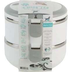 Pounce + Fetch Round 2-Tier Stainless Steel Insulated Cat & Dog Bowls -Blue Buffalo || ROYAL CANIN || Wellness Sales 763998 PT3. AC SS1800 V1676751049