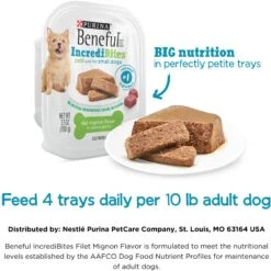 Purina Beneful IncrediBites Filet Mignon Flavor In A Savory Gravy Pate Small Wet Dog Food 18 Purina Beneful IncrediBites Filet Mignon Flavor In A Savory Gravy Pate Small Wet Dog Food -Blue Buffalo || ROYAL CANIN || Wellness Sales 768446 PT7. AC SS1800 V1699371200