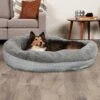 FurHaven Plush & Diamond Print Calming Donut Dog Bed