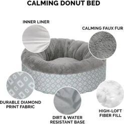 FurHaven Plush & Diamond Print Calming Donut Dog Bed -Blue Buffalo || ROYAL CANIN || Wellness Sales 768694 PT4. AC SS1800 V1691440661