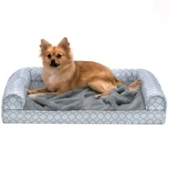 FurHaven Plush Fur & Diamond Print Nest-Top Orthopedic Sofa Cat & Dog Bed -Blue Buffalo || ROYAL CANIN || Wellness Sales 768742 PT3. AC SS1800 V1701882443