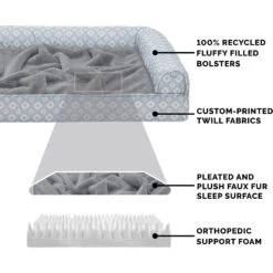 FurHaven Plush Fur & Diamond Print Nest-Top Orthopedic Sofa Cat & Dog Bed -Blue Buffalo || ROYAL CANIN || Wellness Sales 768742 PT5. AC SS1800 V1701882258