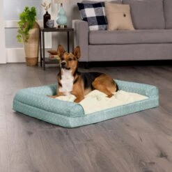 FurHaven Plush Fur & Diamond Print Nest-Top Cooling Gel Sofa Cat & Dog Bed -Blue Buffalo || ROYAL CANIN || Wellness Sales 768886 PT2. AC SS1800 V1688736719