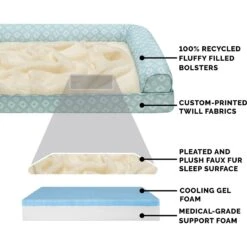 FurHaven Plush Fur & Diamond Print Nest-Top Cooling Gel Sofa Cat & Dog Bed -Blue Buffalo || ROYAL CANIN || Wellness Sales 768886 PT3. AC SS1800 V1688668689