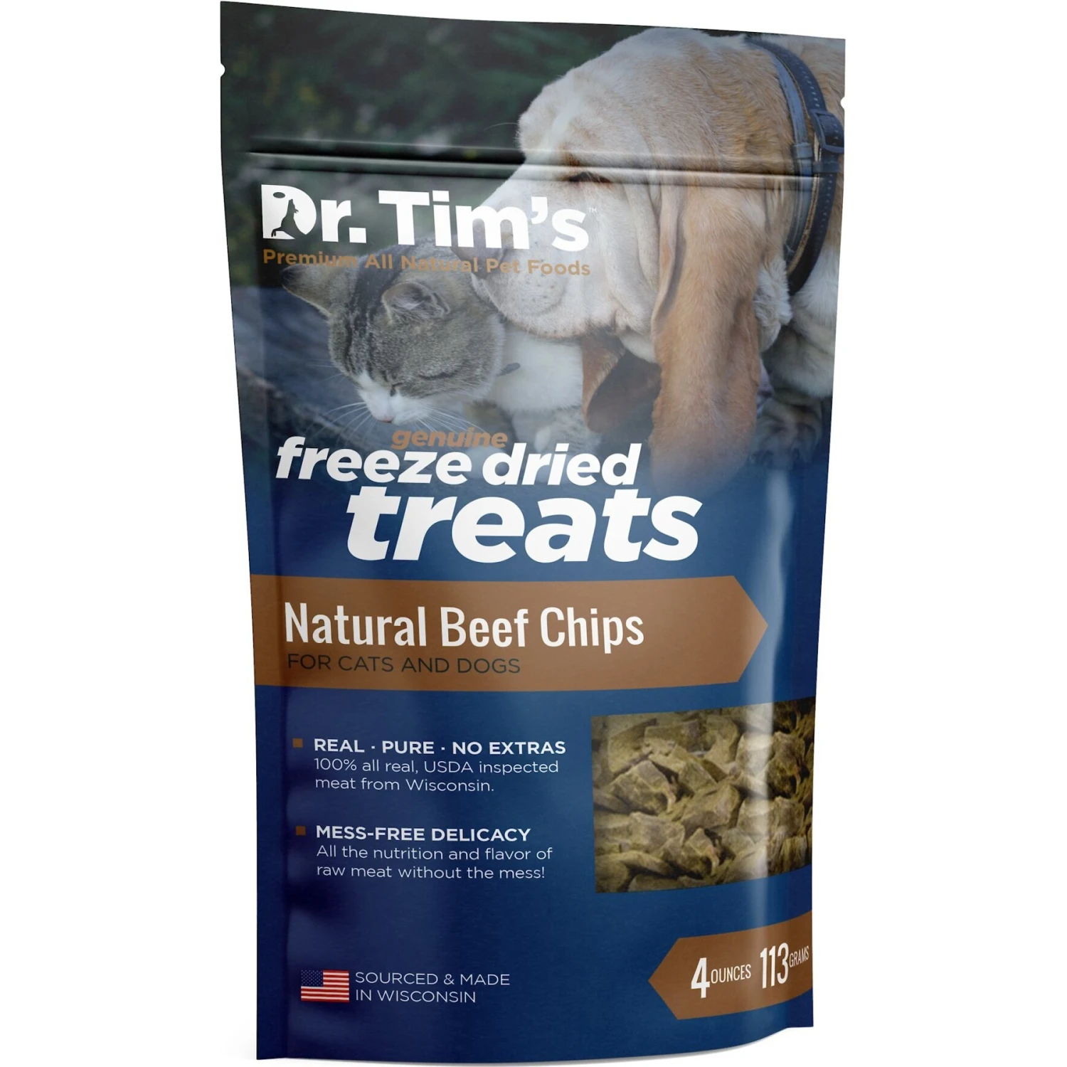 Dr. Tim's Natural Beef Chips Genuine Freeze-Dried Dog & Cat Treats 3 Dr. Tim's Natural Beef Chips Genuine Freeze-Dried Dog & Cat Treats