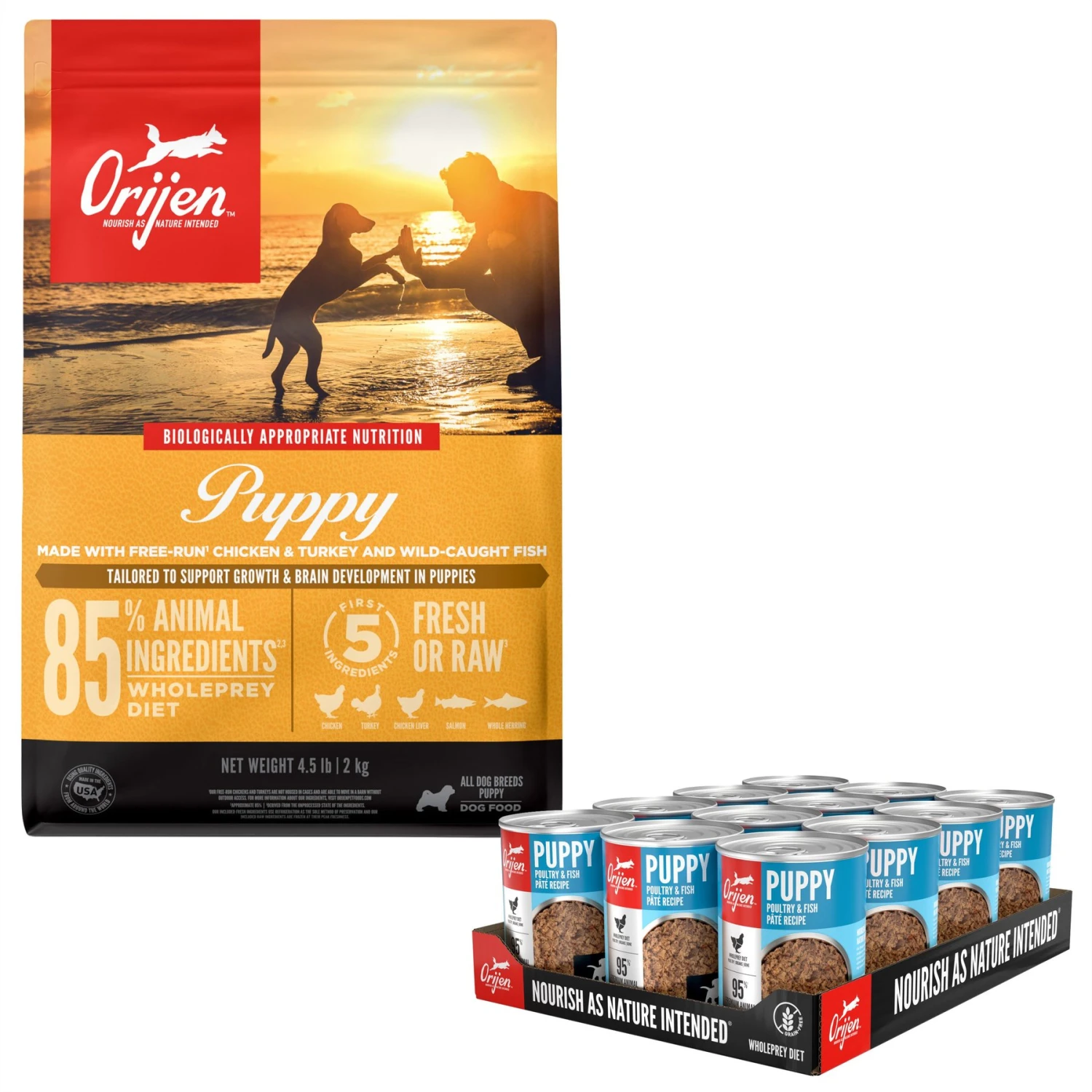 ORIJEN Puppy Recipe Poultry & Fish Pate Grain-Free Wet Dog Food & ORIJEN Puppy Grain-Free Dry Puppy Food 3 ORIJEN Puppy Recipe Poultry & Fish Pate Grain-Free Wet Dog Food & ORIJEN Puppy Grain-Free Dry Puppy Food