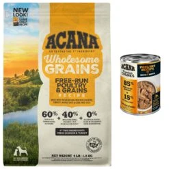 ACANA Premium Chunks Poultry Recipe In Bone Broth Grain-Free Wet Dog Food, 12.8-oz Can, Case Of 12 & ACANA Free-Run Poultry Recipe + Wholesome Grains Dry Dog Food