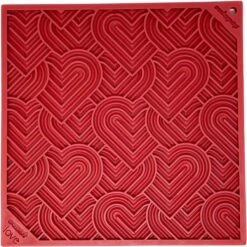 SodaPup Love Hearts E-Mat Dog Lick Mat, Large, Red