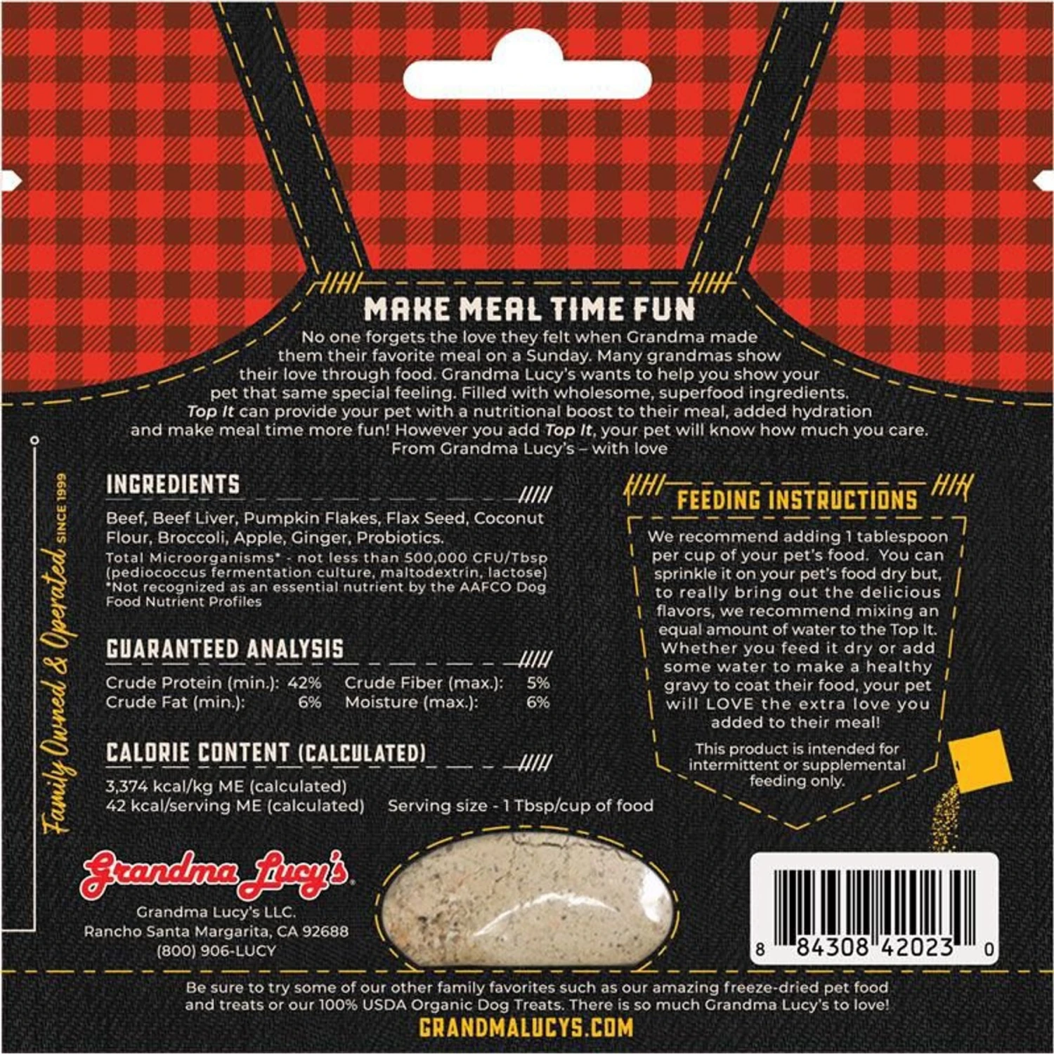 Grandma Lucy's Top It Beef Stew Grain-Free Dry Dog & Cat Food Topping, 4-oz Bag 4 Grandma Lucy's Top It Beef Stew Grain-Free Dry Dog & Cat Food Topping, 4-oz Bag - Image 2