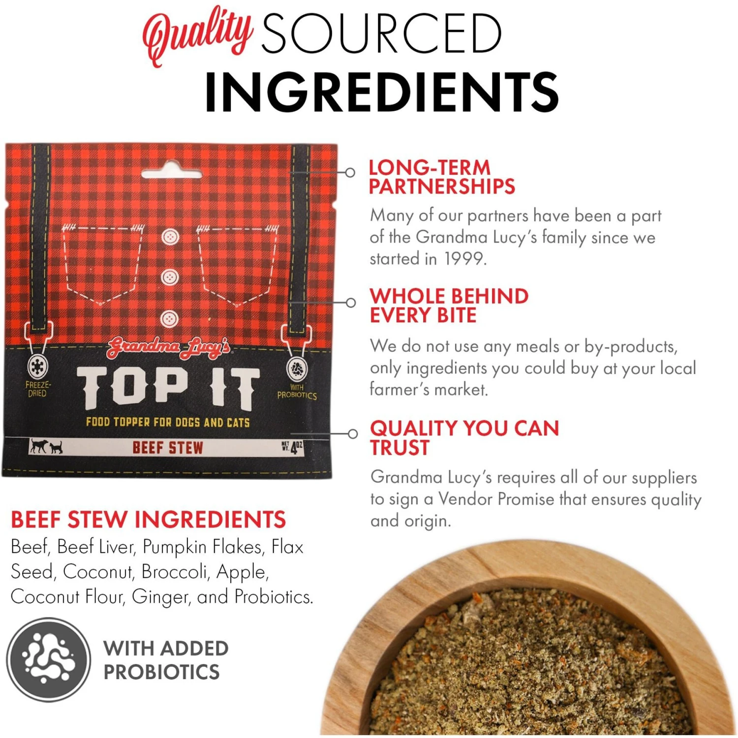 Grandma Lucy's Top It Beef Stew Grain-Free Dry Dog & Cat Food Topping, 4-oz Bag 8 Grandma Lucy's Top It Beef Stew Grain-Free Dry Dog & Cat Food Topping, 4-oz Bag - Image 6