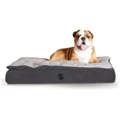 K&H Pet Products Feather-Top Orthopedic Pillow Dog Bed, Charcoal