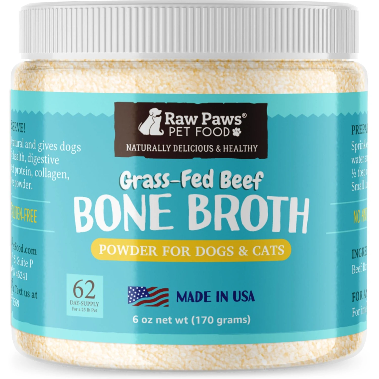 Raw Paws Grass-Fed Beef Bone Broth Powder Dog & Cat Food Topper, 6-oz Jar 3 Raw Paws Grass-Fed Beef Bone Broth Powder Dog & Cat Food Topper, 6-oz Jar