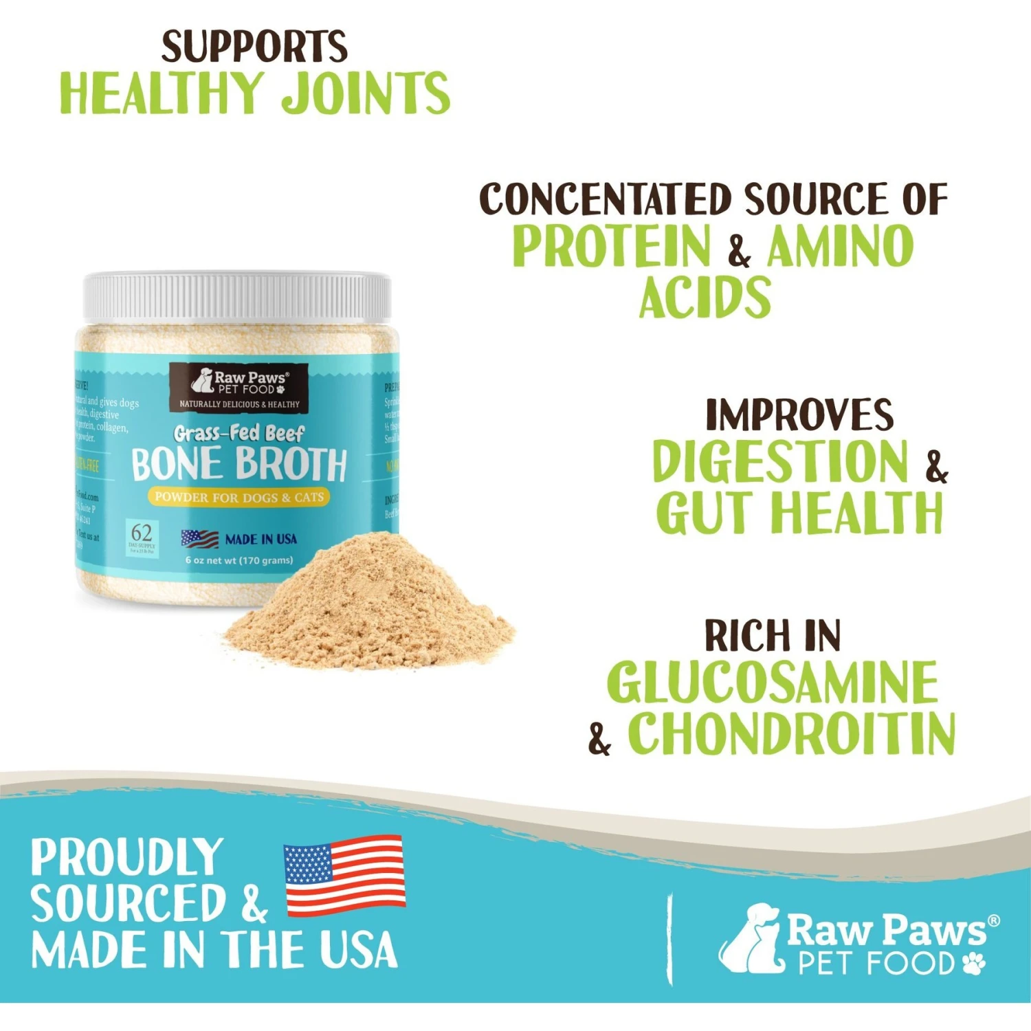 Raw Paws Grass-Fed Beef Bone Broth Powder Dog & Cat Food Topper, 6-oz Jar 5 Raw Paws Grass-Fed Beef Bone Broth Powder Dog & Cat Food Topper, 6-oz Jar - Image 3