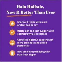 Halo Holistic Complete Digestive Health Grain-Free Chicken & Sweet Potato Recipe Senior Dry Dog Food 12 Halo Holistic Complete Digestive Health Grain-Free Chicken & Sweet Potato Recipe Senior Dry Dog Food -Blue Buffalo || ROYAL CANIN || Wellness Sales 812982 PT2. AC SS1800 V1682347501