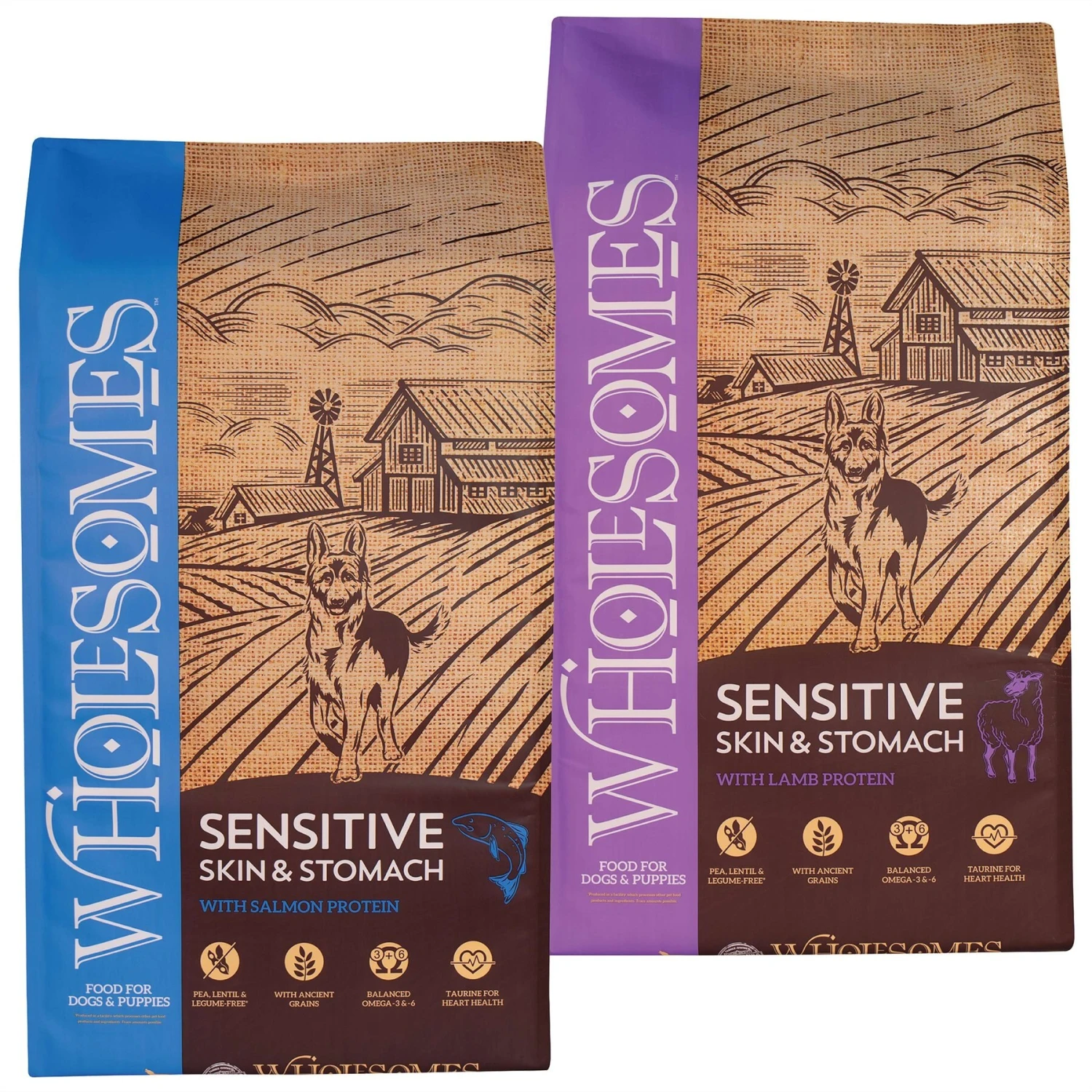 Wholesomes Sensitive Skin & Stomach With Lamb Protein Dry Dog Food, 30-lb Bag & Wholesomes Sensitive Skin & Stomach With Salmon Protein Dry Dog Food, 30-lb Bag 3 Wholesomes Sensitive Skin & Stomach With Lamb Protein Dry Dog Food, 30-lb Bag & Wholesomes Sensitive Skin & Stomach With Salmon Protein Dry Dog Food, 30-lb Bag