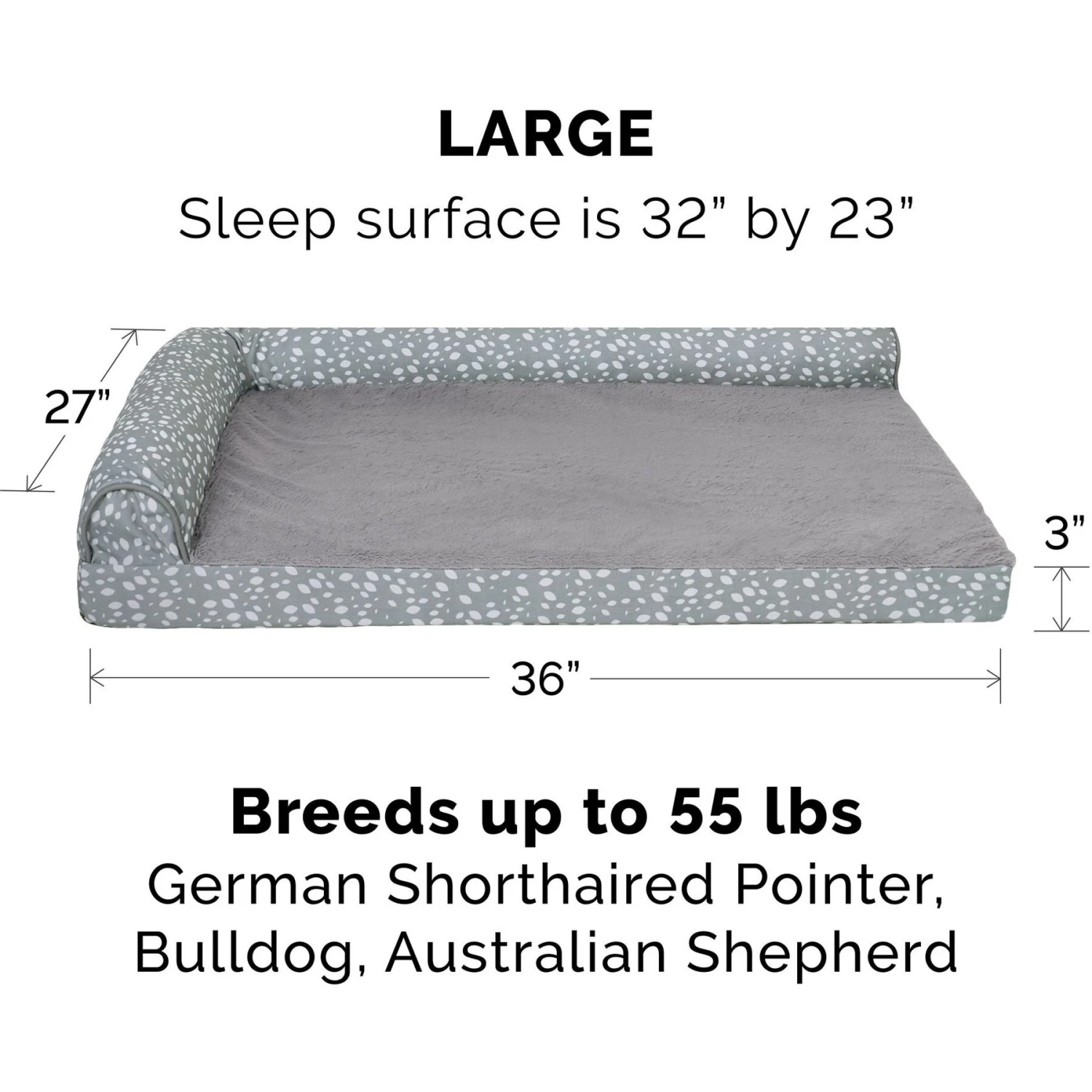 FurHaven Plush Fur & Almond Print Cooling Gel Top Deluxe L-Chaise Sofa Cat & Dog Bed 4 FurHaven Plush Fur & Almond Print Cooling Gel Top Deluxe L-Chaise Sofa Cat & Dog Bed - Image 2