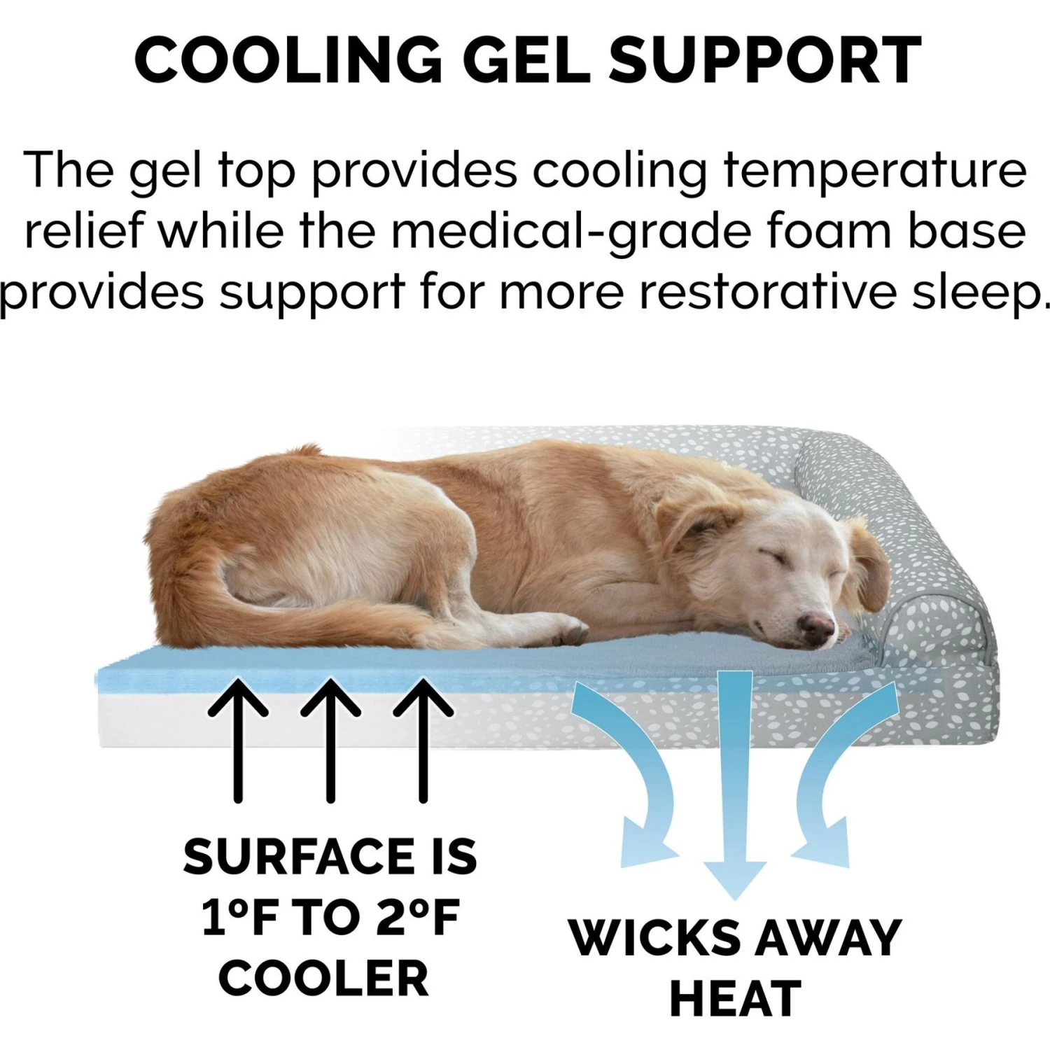 FurHaven Plush Fur & Almond Print Cooling Gel Top Deluxe L-Chaise Sofa Cat & Dog Bed 9 FurHaven Plush Fur & Almond Print Cooling Gel Top Deluxe L-Chaise Sofa Cat & Dog Bed - Image 7